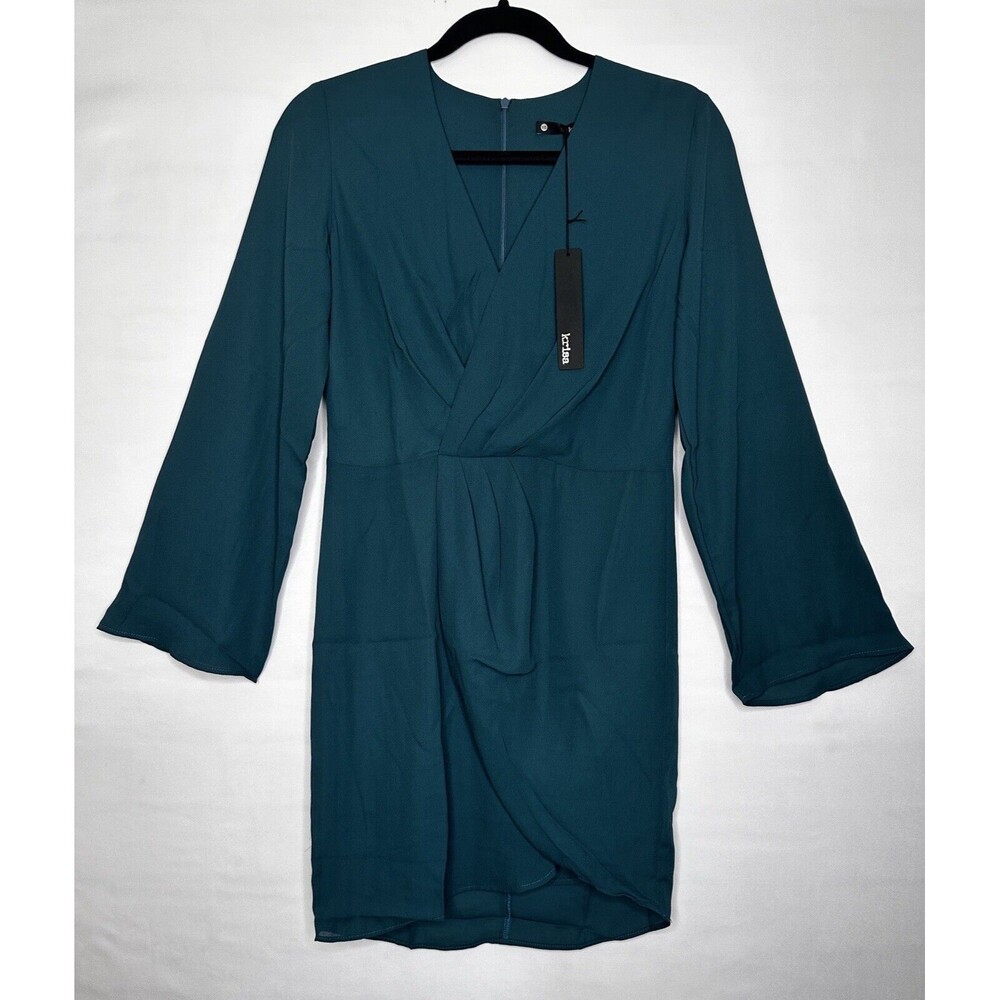 Krisa Wrap Long Sleeve‎ Mini Dress In Peacock Women’s Size XS NEW USA Made